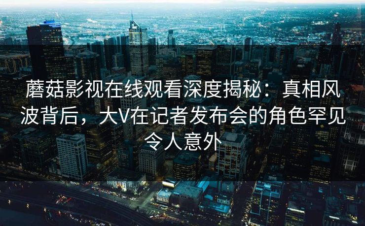 蘑菇影视在线观看深度揭秘：真相风波背后，大V在记者发布会的角色罕见令人意外