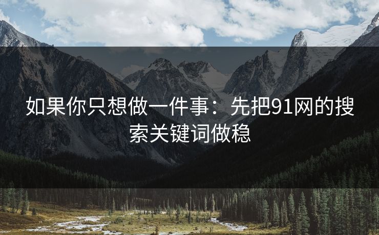 如果你只想做一件事：先把91网的搜索关键词做稳